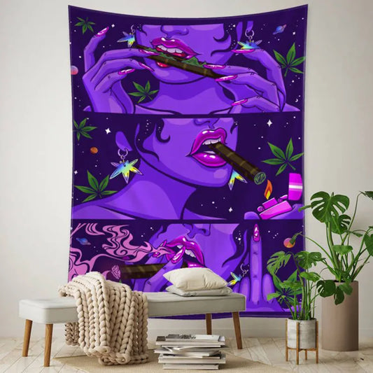 Hippie Tapestry Wall Hanging Psychedelic Smoke