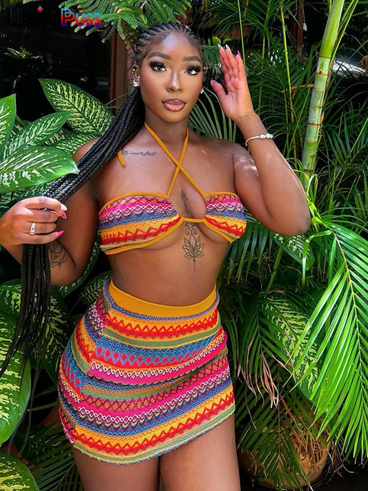 Wavy Print 2Piece Set Women