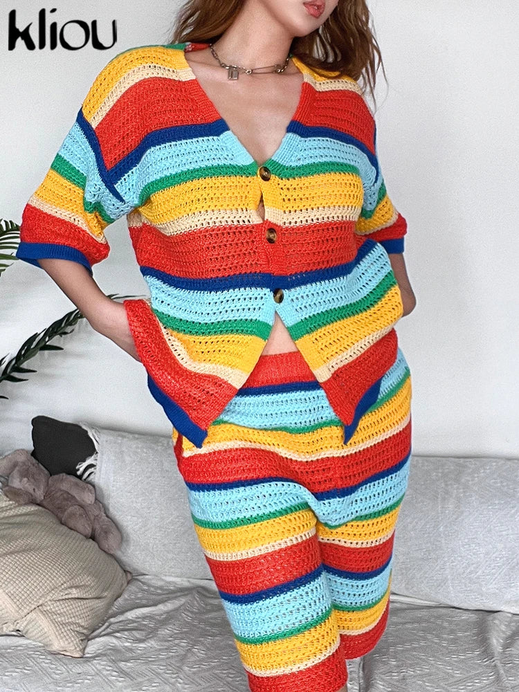 Rainbow Knitted Mini Dress