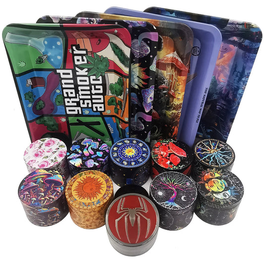 40/50mm Smoke Grinder With 18X12.5CM Metal Rolling Tray